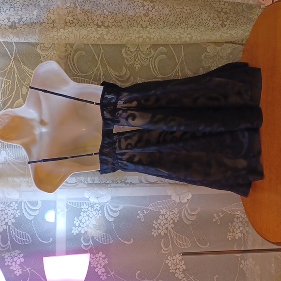 Victoria's Secret vintage 90s sheer black jacquard babydoll nightie - Picture 4 of 6